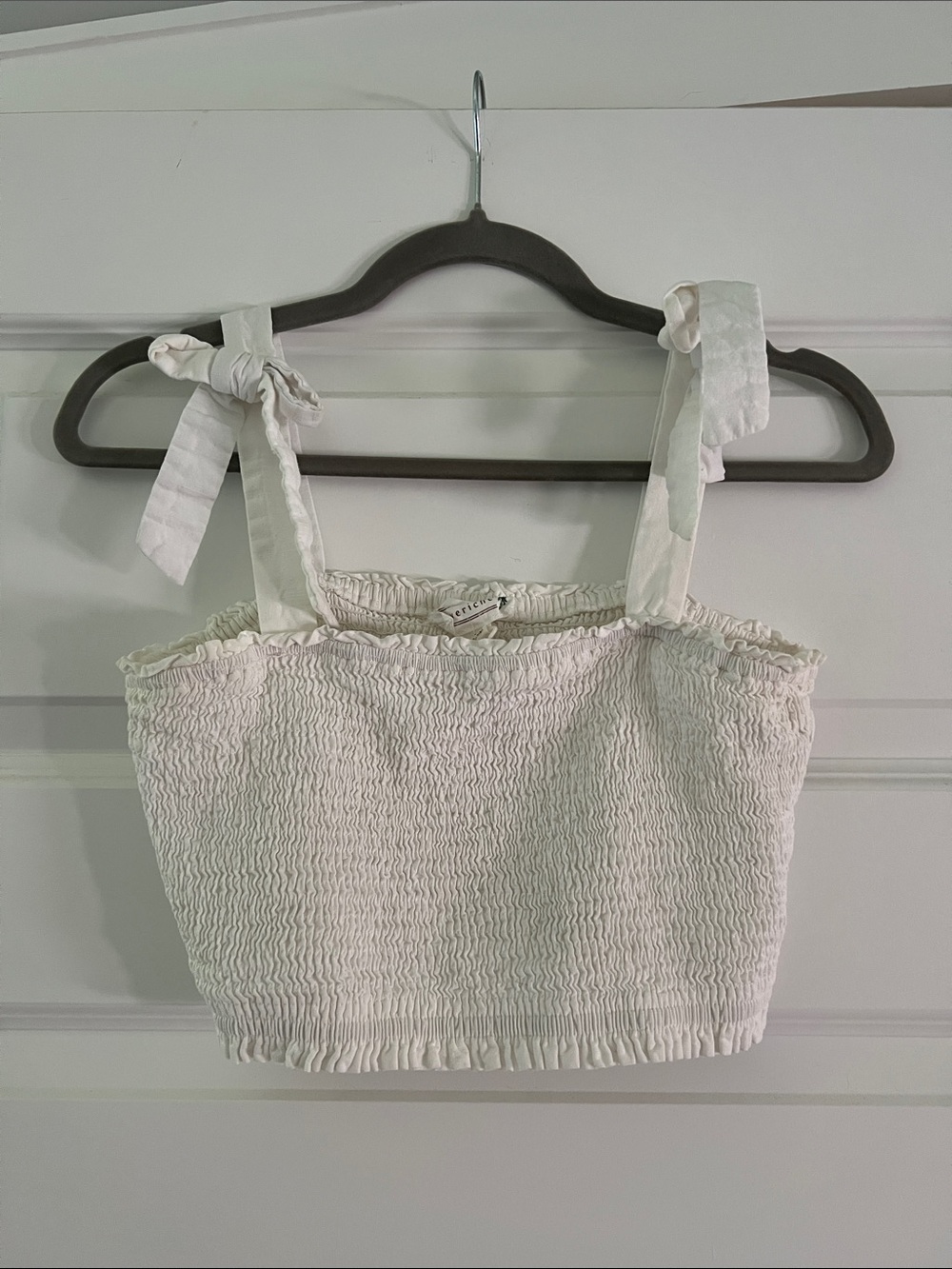 Smocked Tie-Shoulder Crop Top